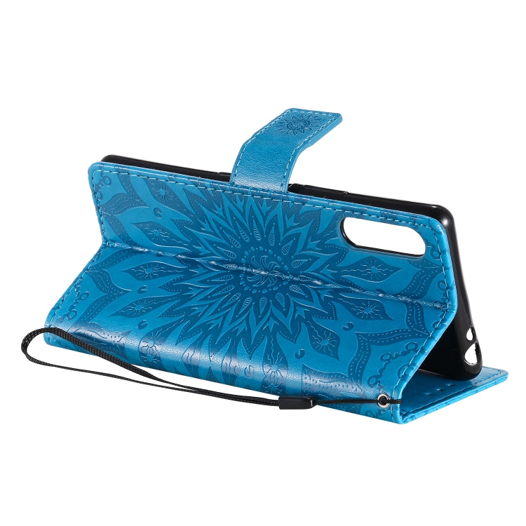 For Sony Xperia L4 Embossed Sunflower Pattern Horizontal Flip PU Leather Case with Holder & Card Slots & Wallet & Lanyard