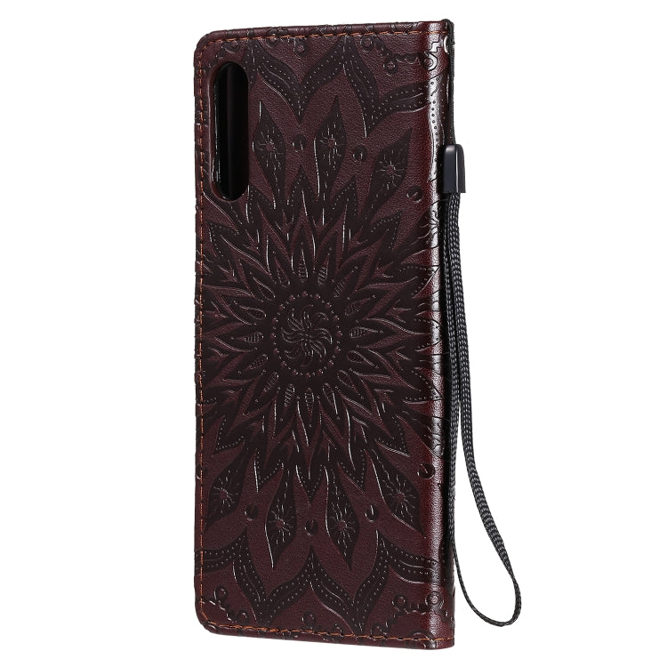 For Sony Xperia L4 Embossed Sunflower Pattern Horizontal Flip PU Leather Case with Holder & Card Slots & Wallet & Lanyard