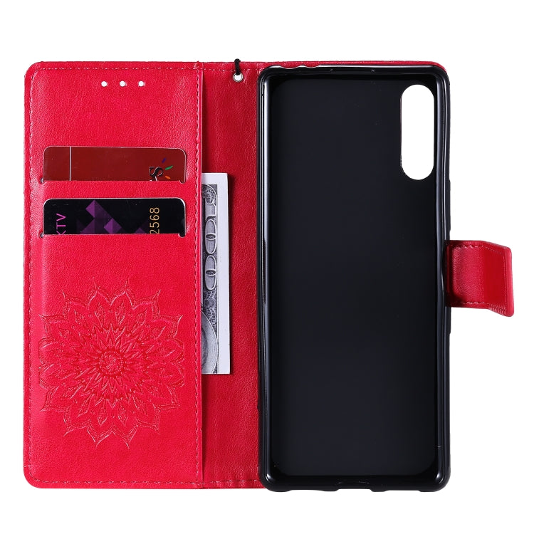 For Sony Xperia L4 Embossed Sunflower Pattern Horizontal Flip PU Leather Case with Holder & Card Slots & Wallet & Lanyard
