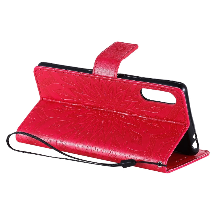 For Sony Xperia L4 Embossed Sunflower Pattern Horizontal Flip PU Leather Case with Holder & Card Slots & Wallet & Lanyard