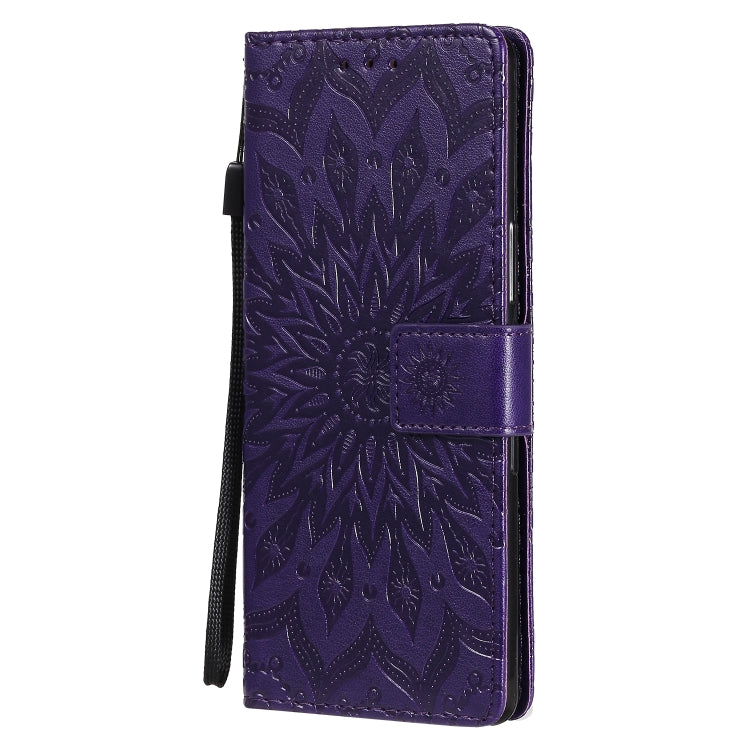 For Sony Xperia L4 Embossed Sunflower Pattern Horizontal Flip PU Leather Case with Holder & Card Slots & Wallet & Lanyard