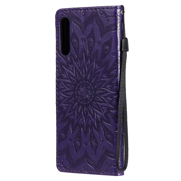 For Sony Xperia L4 Embossed Sunflower Pattern Horizontal Flip PU Leather Case with Holder & Card Slots & Wallet & Lanyard