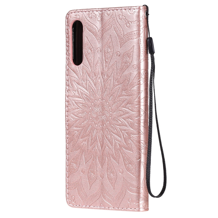 For Sony Xperia L4 Embossed Sunflower Pattern Horizontal Flip PU Leather Case with Holder & Card Slots & Wallet & Lanyard