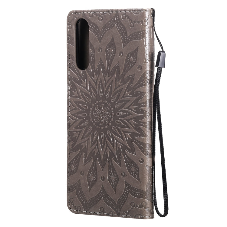 For Sony Xperia 10 II Embossed Sunflower Pattern Horizontal Flip PU Leather Case with Holder & Card Slots & Wallet & Lanyard