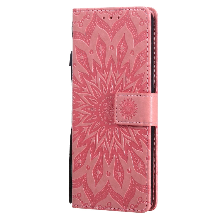 For Sony Xperia 10 II Embossed Sunflower Pattern Horizontal Flip PU Leather Case with Holder & Card Slots & Wallet & Lanyard