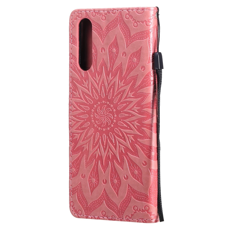For Sony Xperia 10 II Embossed Sunflower Pattern Horizontal Flip PU Leather Case with Holder & Card Slots & Wallet & Lanyard