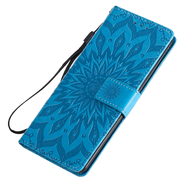 For Sony Xperia 10 II Embossed Sunflower Pattern Horizontal Flip PU Leather Case with Holder & Card Slots & Wallet & Lanyard