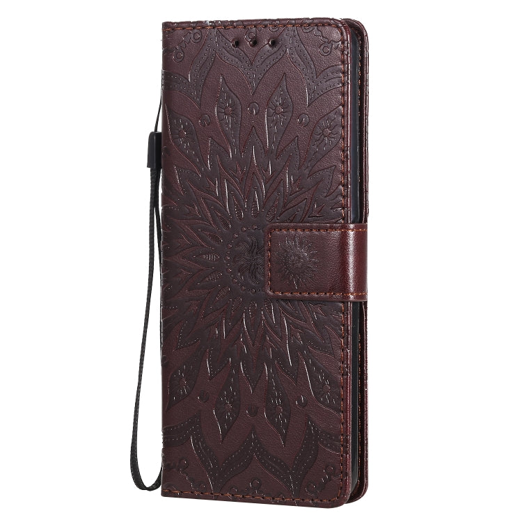 For Sony Xperia 10 II Embossed Sunflower Pattern Horizontal Flip PU Leather Case with Holder & Card Slots & Wallet & Lanyard