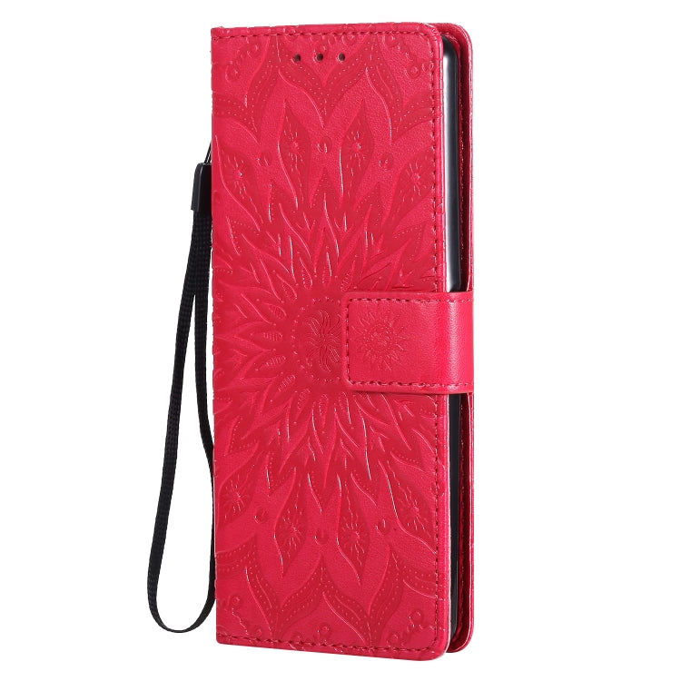 For Sony Xperia 10 II Embossed Sunflower Pattern Horizontal Flip PU Leather Case with Holder & Card Slots & Wallet & Lanyard