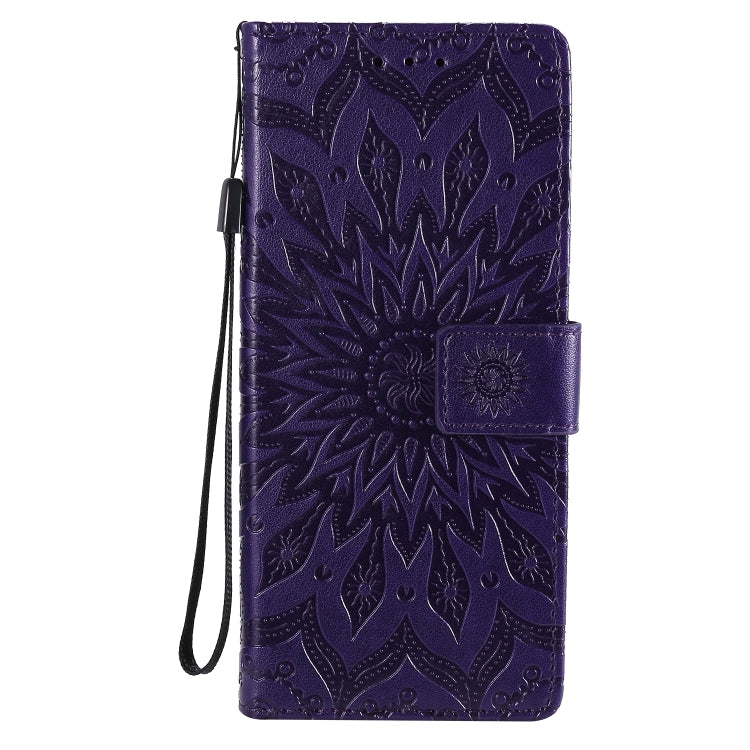 For Sony Xperia 10 II Embossed Sunflower Pattern Horizontal Flip PU Leather Case with Holder & Card Slots & Wallet & Lanyard