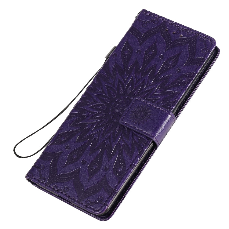 For Sony Xperia 10 II Embossed Sunflower Pattern Horizontal Flip PU Leather Case with Holder & Card Slots & Wallet & Lanyard