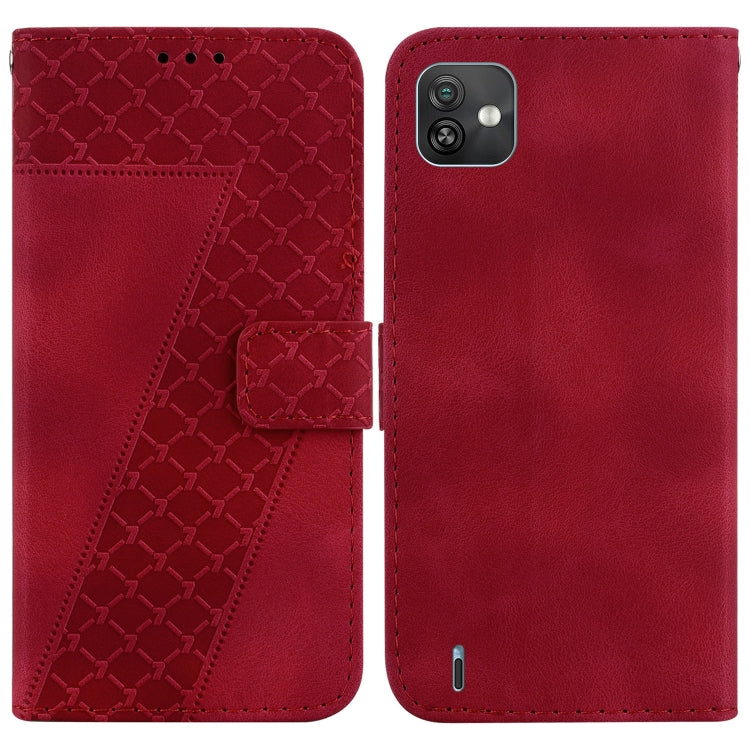 For Wiko Y82 7-shaped Embossed Leather Phone Case