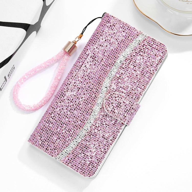 For Xiaomi Redmi Note 7 Pro Glitter Powder Horizontal Flip Leather Case with Card Slots & Holder & Lanyard