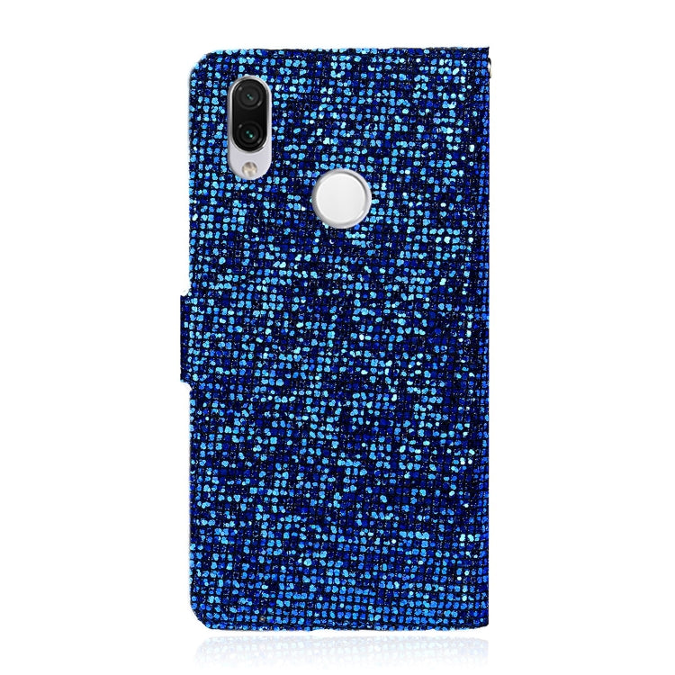 For Xiaomi Redmi Note 7 Pro Glitter Powder Horizontal Flip Leather Case with Card Slots & Holder & Lanyard