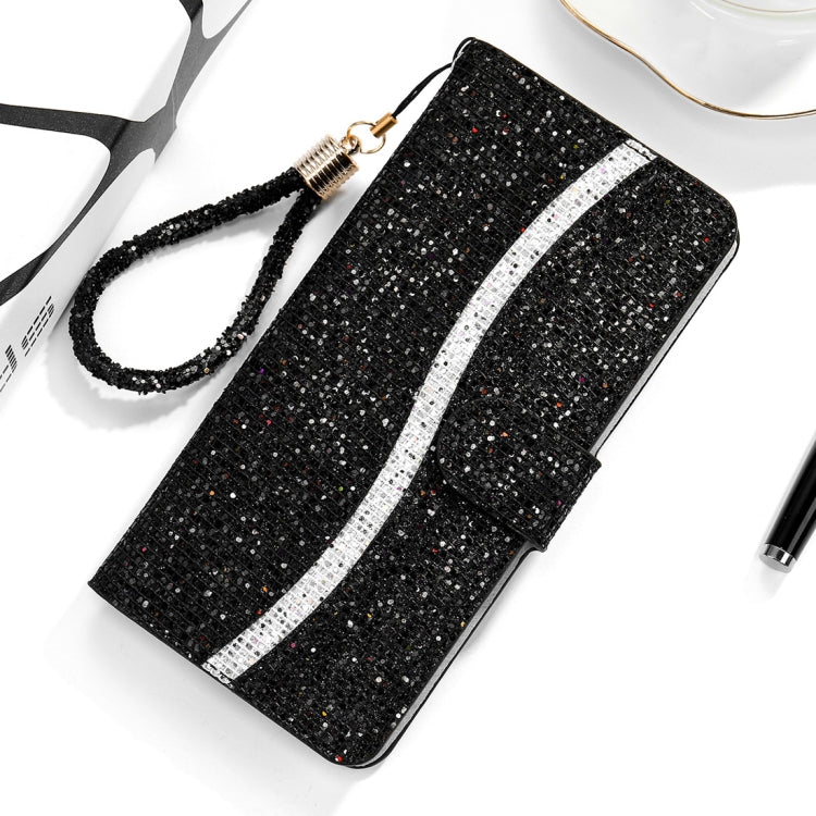 For Xiaomi Redmi Note 8 Pro Glitter Powder Horizontal Flip Leather Case with Card Slots & Holder & Lanyard