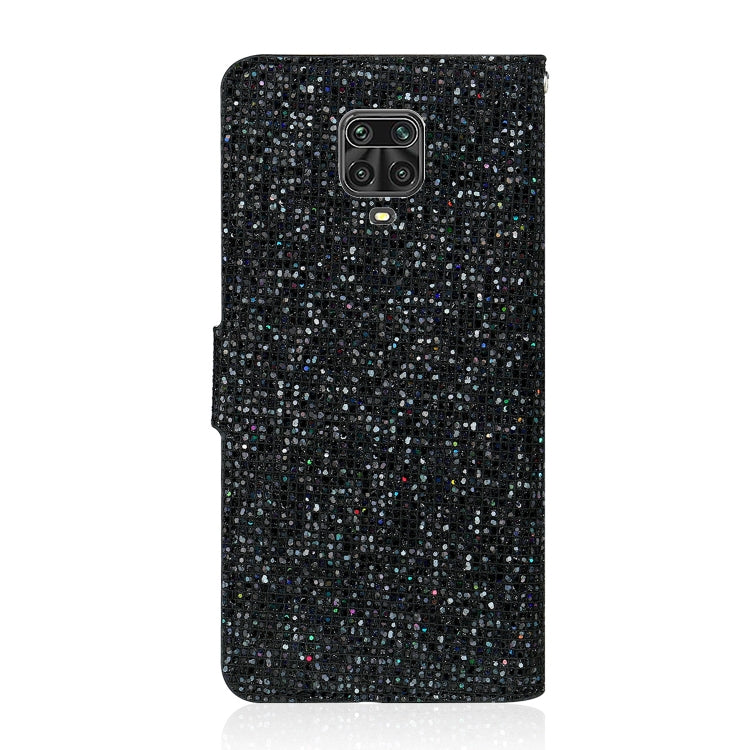 For Xiaomi Redmi Note 9 Pro Glitter Powder Horizontal Flip Leather Case with Card Slots & Holder & Lanyard
