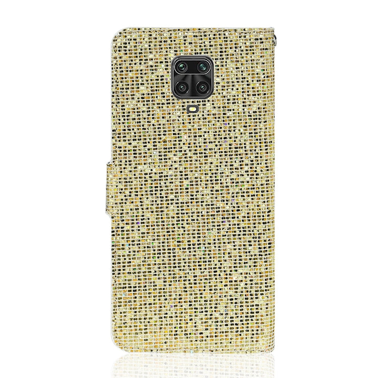 For Xiaomi Redmi Note 9 Pro Glitter Powder Horizontal Flip Leather Case with Card Slots & Holder & Lanyard