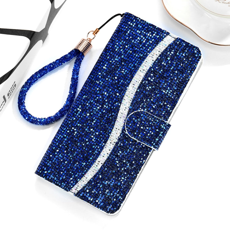 For Xiaomi Redmi Note 9 Pro Glitter Powder Horizontal Flip Leather Case with Card Slots & Holder & Lanyard