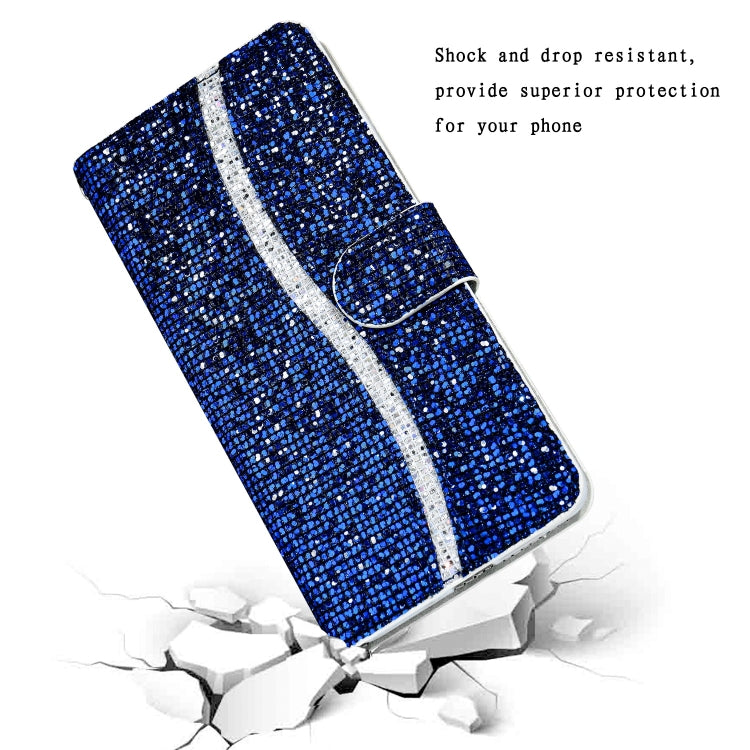 For Xiaomi Redmi Note 9 Pro Glitter Powder Horizontal Flip Leather Case with Card Slots & Holder & Lanyard