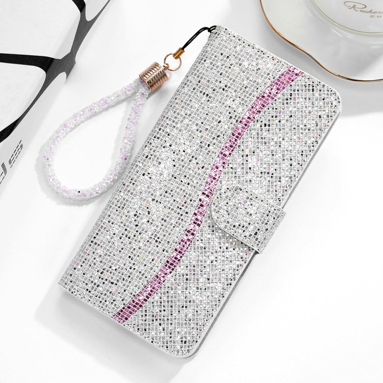 For Huawei P30 Lite Glitter Powder Horizontal Flip Leather Case with Card Slots & Holder & Lanyard