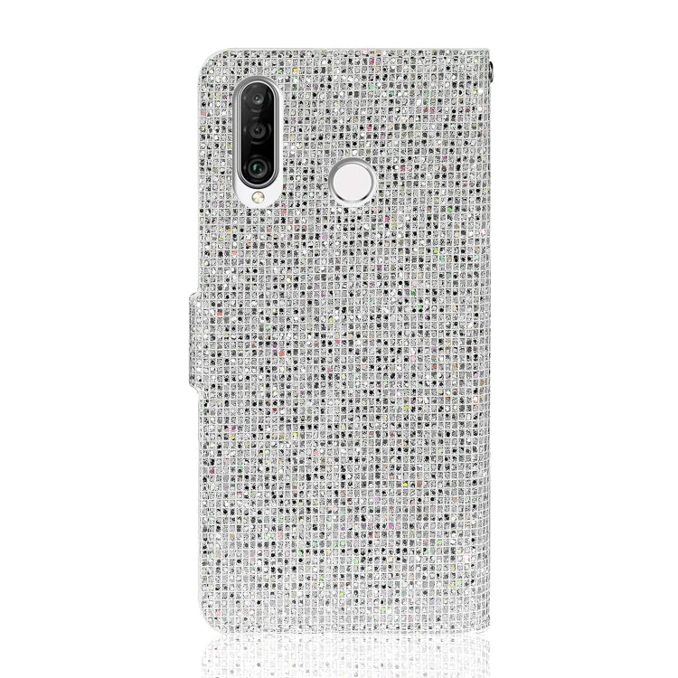 For Huawei P30 Lite Glitter Powder Horizontal Flip Leather Case with Card Slots & Holder & Lanyard