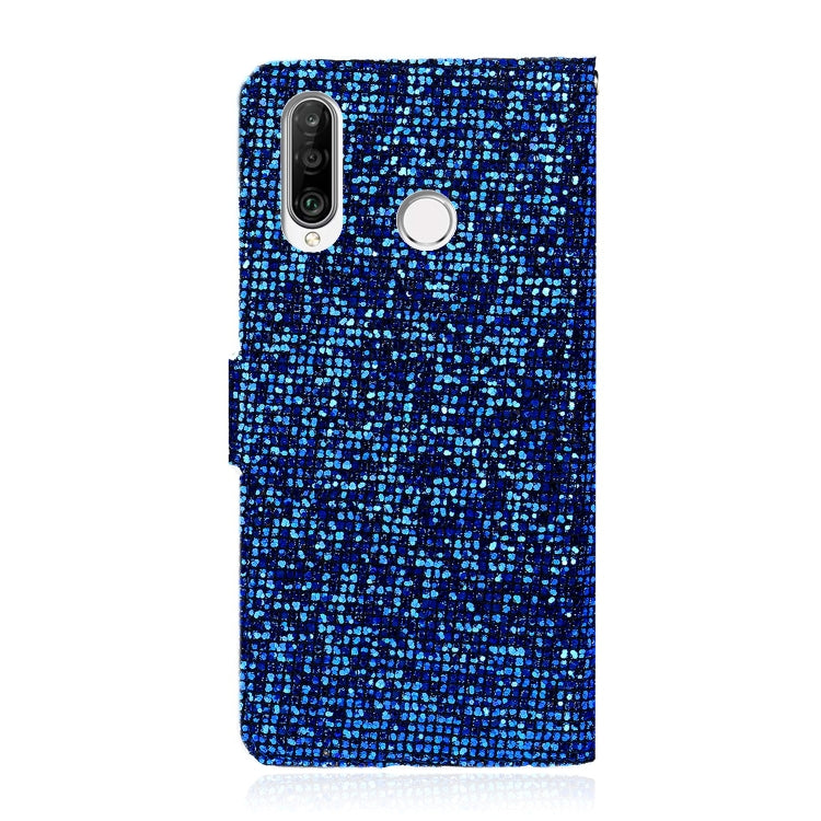 For Huawei P30 Lite Glitter Powder Horizontal Flip Leather Case with Card Slots & Holder & Lanyard