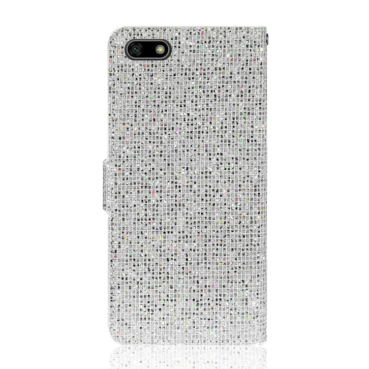 For Huawei Y5 (2018) Glitter Powder Horizontal Flip Leather Case with Card Slots & Holder & Lanyard