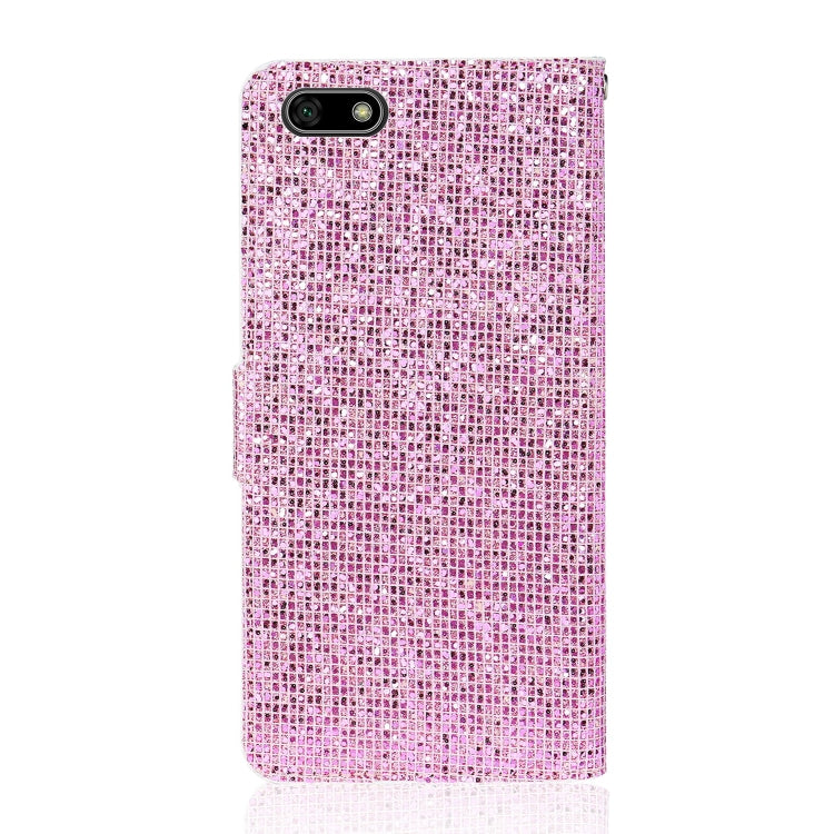 For Huawei Y5 (2018) Glitter Powder Horizontal Flip Leather Case with Card Slots & Holder & Lanyard