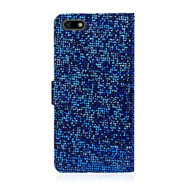 For Huawei Y5 (2018) Glitter Powder Horizontal Flip Leather Case with Card Slots & Holder & Lanyard