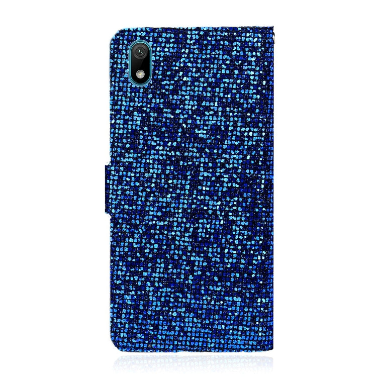 For Huawei Y5 (2019) Glitter Powder Horizontal Flip Leather Case with Card Slots & Holder & Lanyard