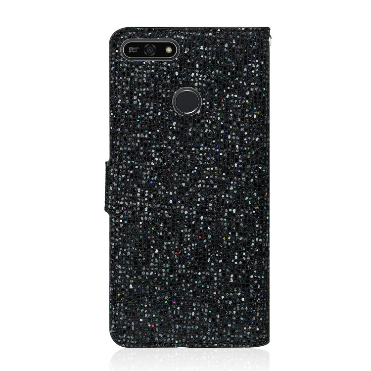 For Huawei Honor 7A Glitter Powder Horizontal Flip Leather Case with Card Slots & Holder & Lanyard