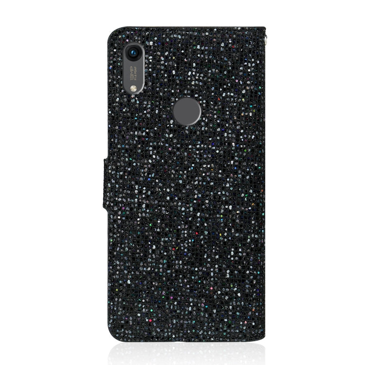 For Huawei Honor 8A / Y6 (2019) Glitter Powder Horizontal Flip Leather Case with Card Slots & Holder & Lanyard