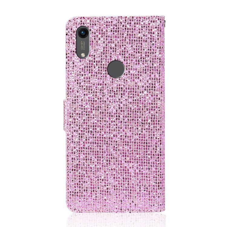 For Huawei Honor 8A / Y6 (2019) Glitter Powder Horizontal Flip Leather Case with Card Slots & Holder & Lanyard