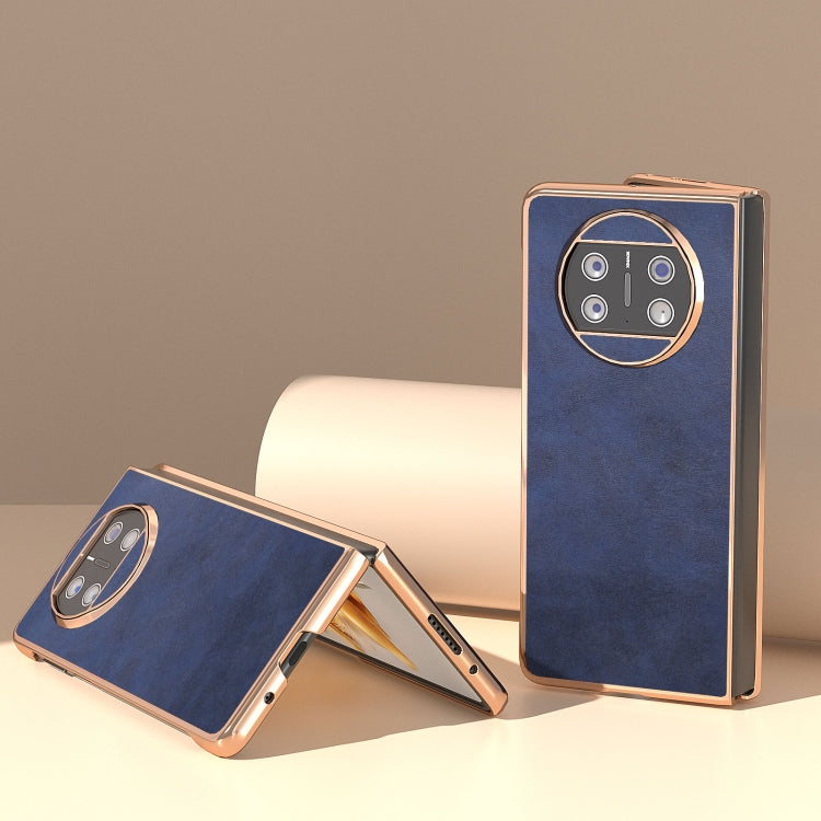 For Huawei Mate X3 Electroplating Two-color Calf Texture PU Phone Case