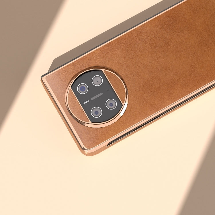 For Huawei Mate X3 Electroplating Two-color Calf Texture PU Phone Case