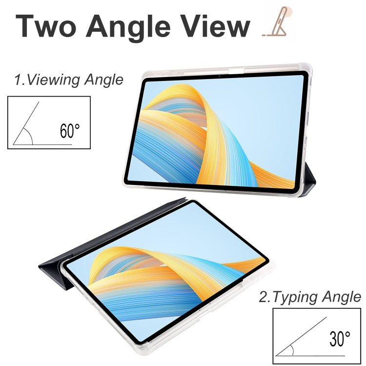 For Honor Pad V8 Pro 3-folding Transparent TPU Smart Leather Tablet Case