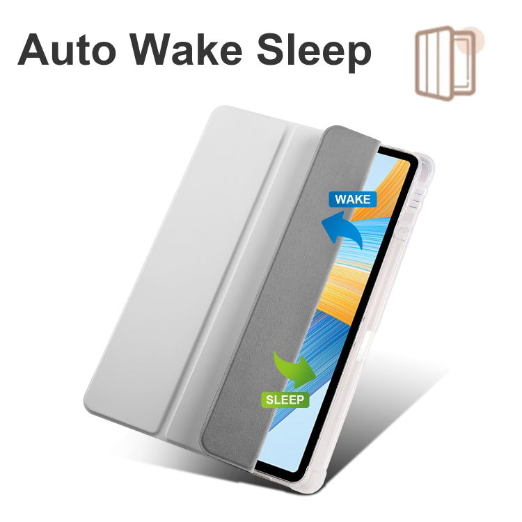 For Honor Pad V8 Pro 3-folding Transparent TPU Smart Leather Tablet Case