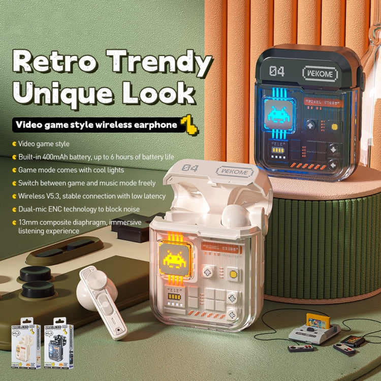 WK VB04 Retro Video Game ENC Dual Wheat Noise Reduction Bluetooth Earphone