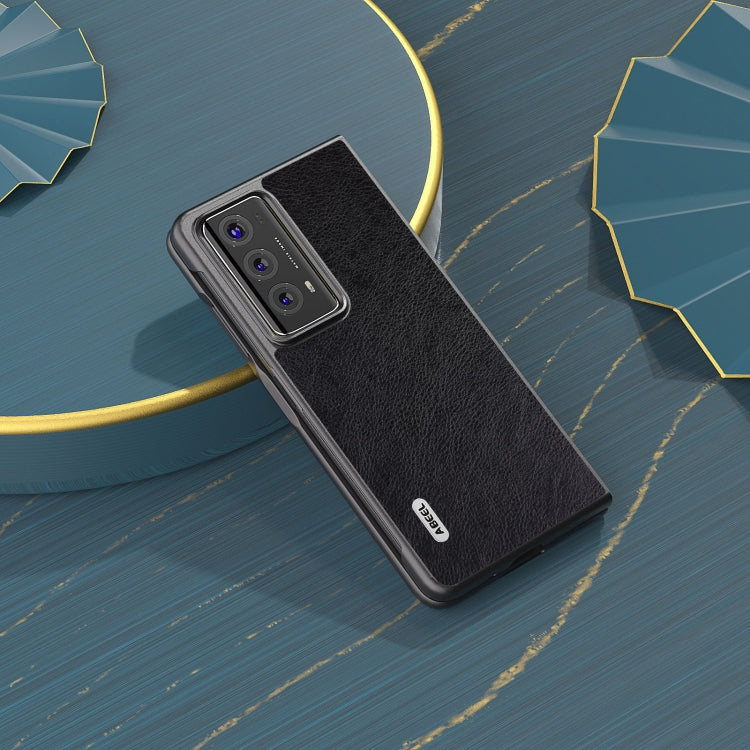 For Honor Magic V2 Dual Color Lichi Texture PU Phone Case