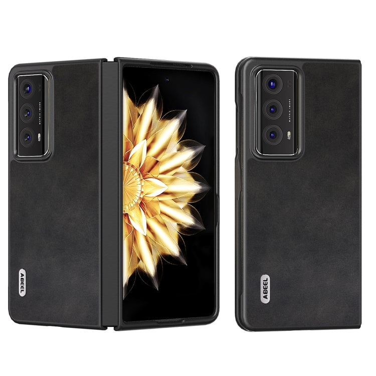 For Honor Magic V2 Two-color Calf Texture PU Phone Case