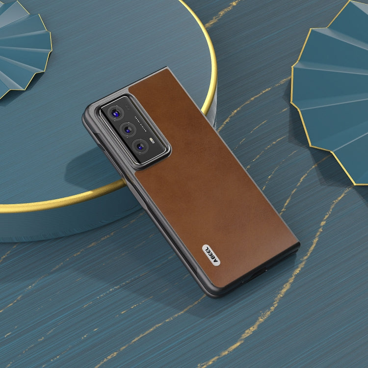 For Honor Magic V2 Two-color Calf Texture PU Phone Case