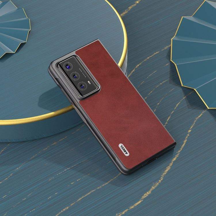 For Honor Magic V2 Two-color Calf Texture PU Phone Case