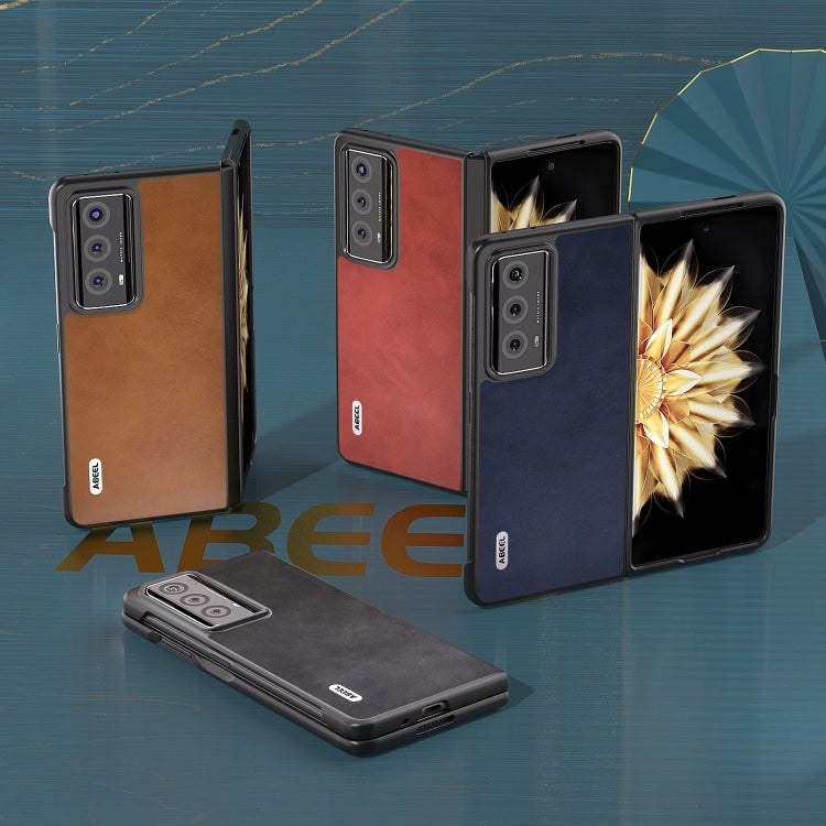 For Honor Magic V2 Two-color Calf Texture PU Phone Case