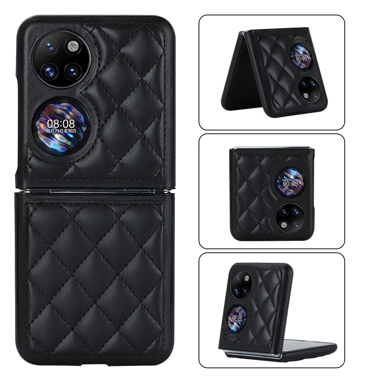 For Huawei P50 Pocket Rhombic Microfiber Folding Phone Case