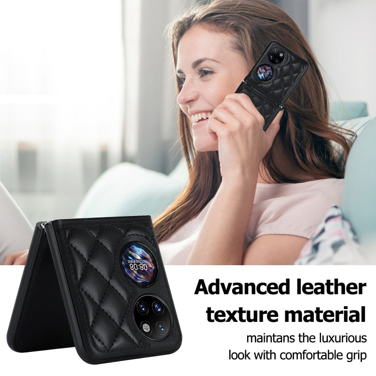 For Huawei P50 Pocket Rhombic Microfiber Folding Phone Case