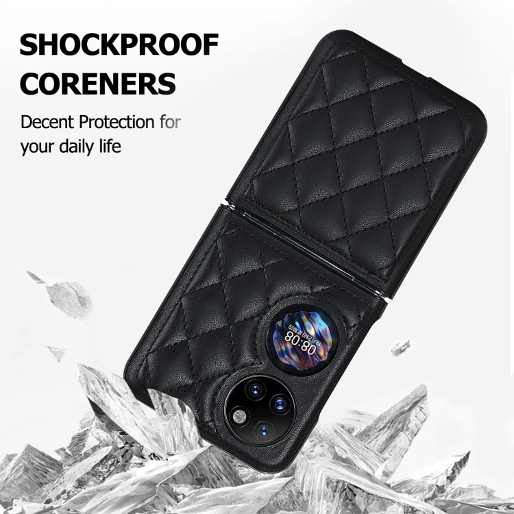 For Huawei P50 Pocket Rhombic Microfiber Folding Phone Case