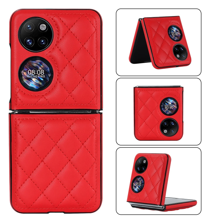 For Huawei P50 Pocket Rhombic Microfiber Folding Phone Case