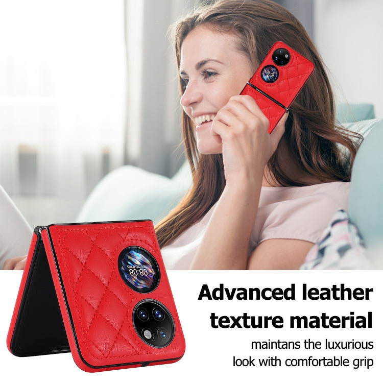 For Huawei P50 Pocket Rhombic Microfiber Folding Phone Case