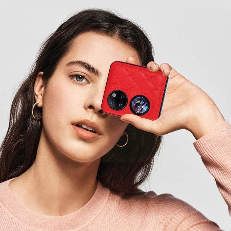 For Huawei P50 Pocket Rhombic Microfiber Folding Phone Case