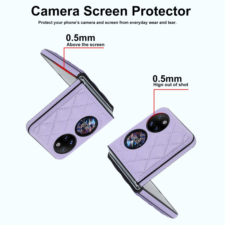 For Huawei P50 Pocket Rhombic Microfiber Folding Phone Case